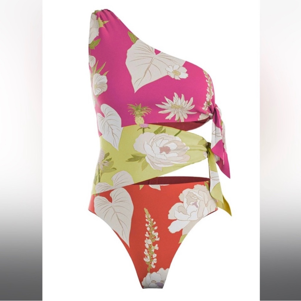 NWT Farm Rio Neon Garden One Piece Swimsuit Size L